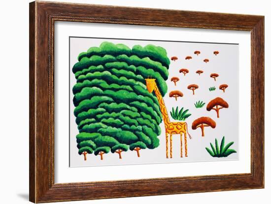 Giraffe and Trees, 2002-Julie Nicholls-Framed Giclee Print