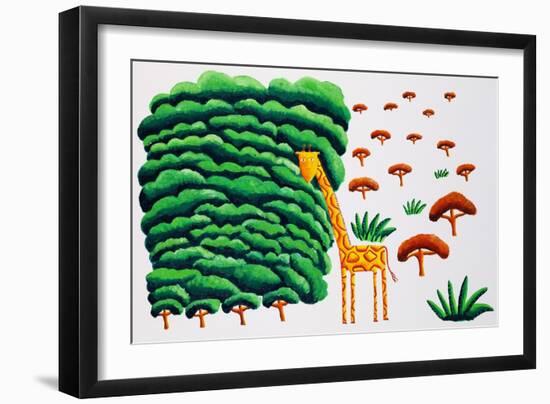 Giraffe and Trees, 2002-Julie Nicholls-Framed Giclee Print