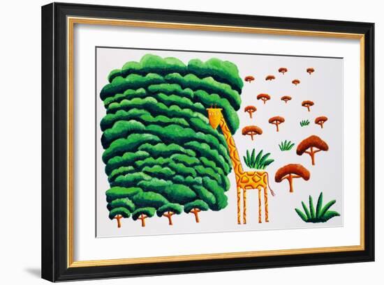 Giraffe and Trees, 2002-Julie Nicholls-Framed Giclee Print