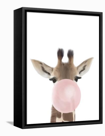 Giraffe Bubble Gum-Leah Straatsma-Framed Stretched Canvas