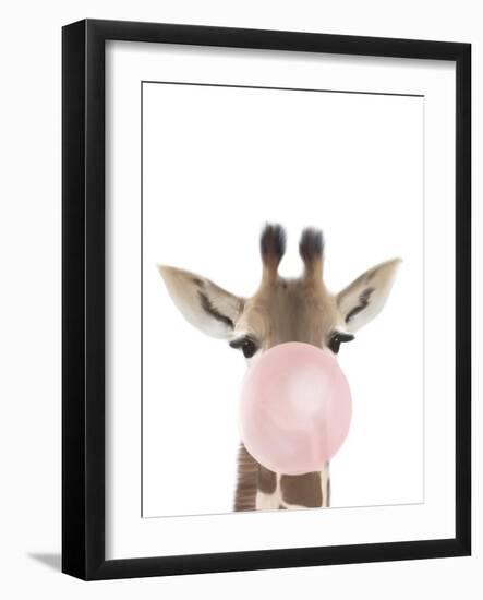 Giraffe Bubble Gum-Leah Straatsma-Framed Art Print