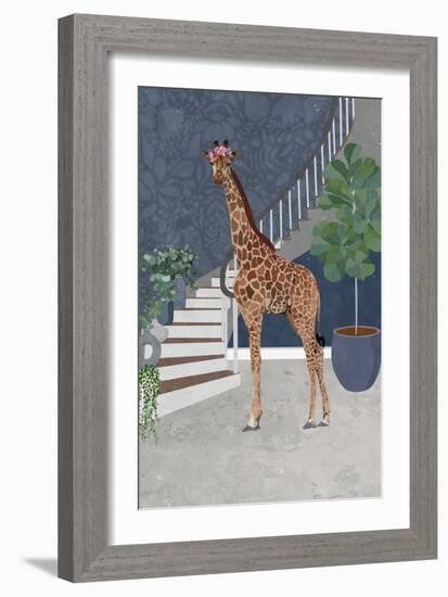 Giraffe by the stairs-Sarah Manovski-Framed Giclee Print