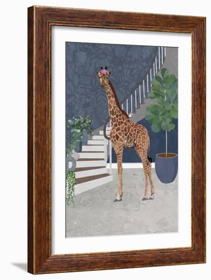 Giraffe by the stairs-Sarah Manovski-Framed Giclee Print