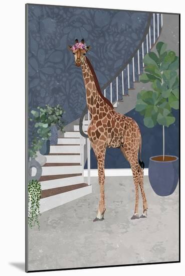 Giraffe by the stairs-Sarah Manovski-Mounted Giclee Print