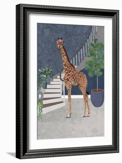 Giraffe by the stairs-Sarah Manovski-Framed Giclee Print