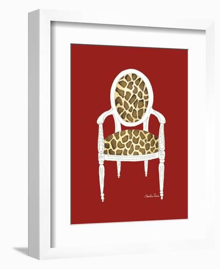 Giraffe Chair on Red-Chariklia Zarris-Framed Art Print