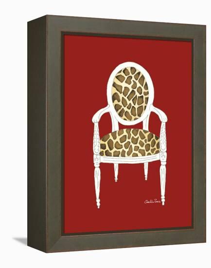 Giraffe Chair on Red-Chariklia Zarris-Framed Stretched Canvas