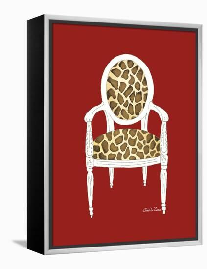 Giraffe Chair on Red-Chariklia Zarris-Framed Stretched Canvas