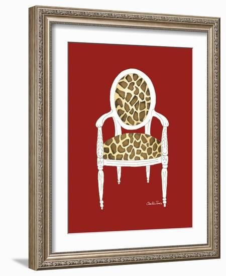 Giraffe Chair on Red-Chariklia Zarris-Framed Art Print