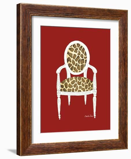 Giraffe Chair on Red-Chariklia Zarris-Framed Art Print