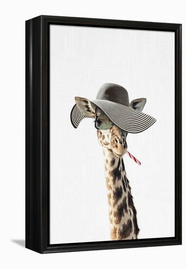 Giraffe Dressed in a Hat-Tai Prints-Framed Stretched Canvas