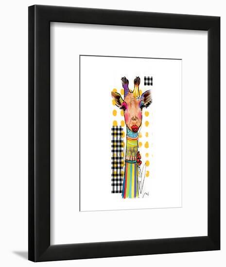 Giraffe Giselle-Lucy Cloud-Framed Art Print