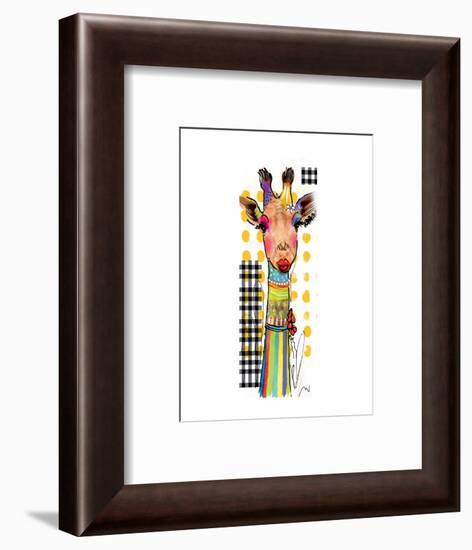 Giraffe Giselle-Lucy Cloud-Framed Art Print