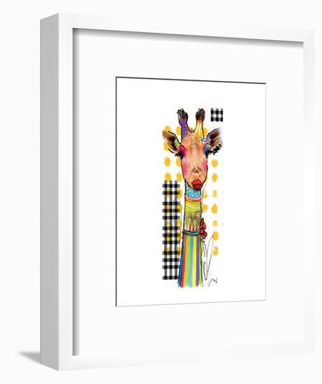 Giraffe Giselle-Lucy Cloud-Framed Art Print