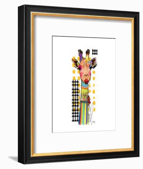 Giraffe Giselle-Lucy Cloud-Framed Art Print