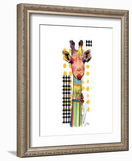 Giraffe Giselle-Lucy Cloud-Framed Art Print