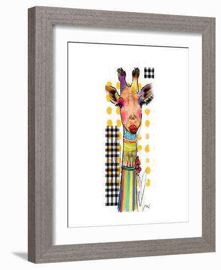 Giraffe Giselle-Lucy Cloud-Framed Art Print