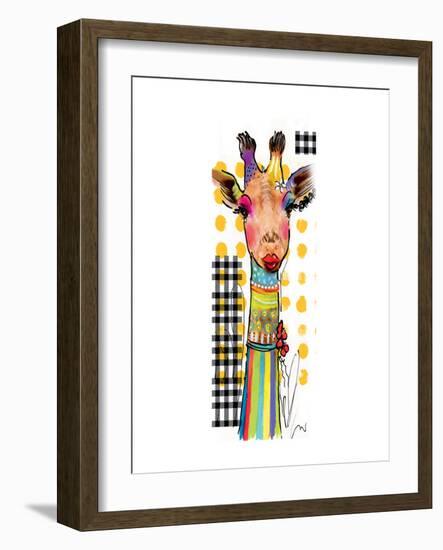 Giraffe Giselle-Lucy Cloud-Framed Art Print