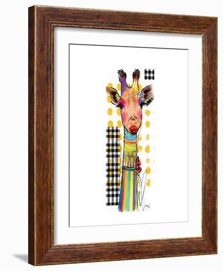 Giraffe Giselle-Lucy Cloud-Framed Art Print