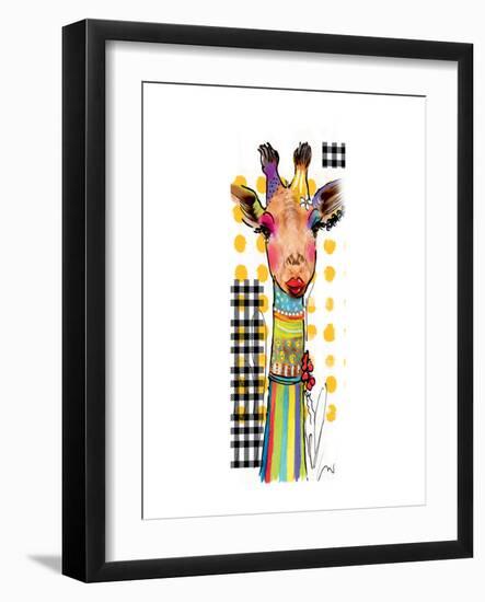 Giraffe Giselle-Lucy Cloud-Framed Art Print