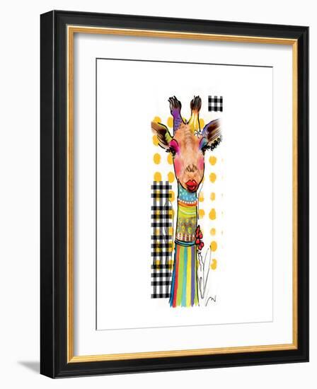 Giraffe Giselle-Lucy Cloud-Framed Art Print