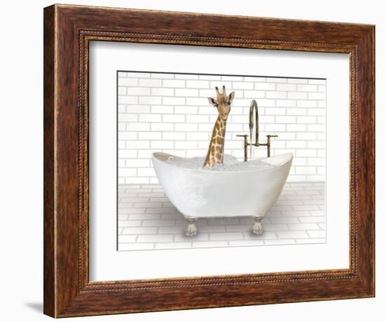 Giraffe In Bathtub-Matthew Piotrowicz-Framed Premium Giclee Print