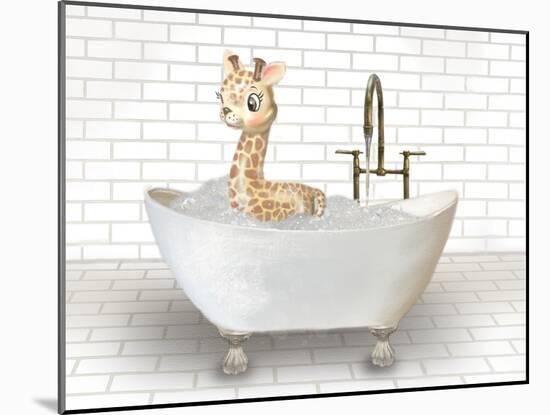 Giraffe In Bathtub-Matthew Piotrowicz-Mounted Art Print