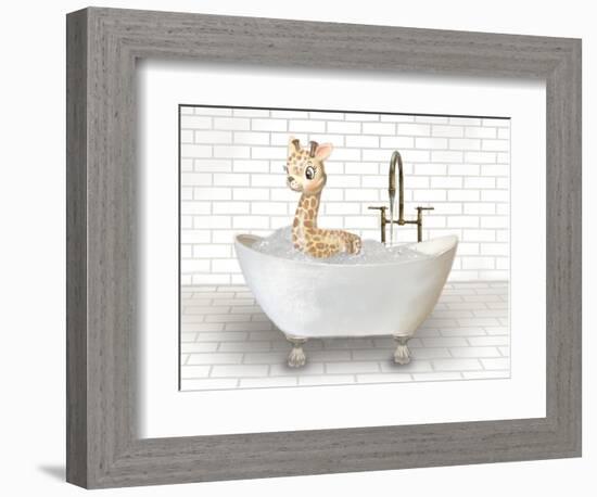 Giraffe In Bathtub-Matthew Piotrowicz-Framed Premium Giclee Print