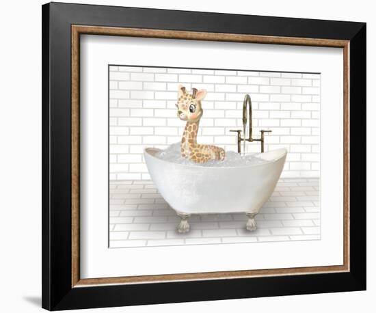 Giraffe In Bathtub-Matthew Piotrowicz-Framed Premium Giclee Print
