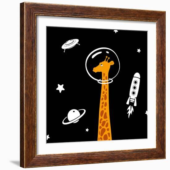 Giraffe in Space-Evgeny Bakal-Framed Art Print