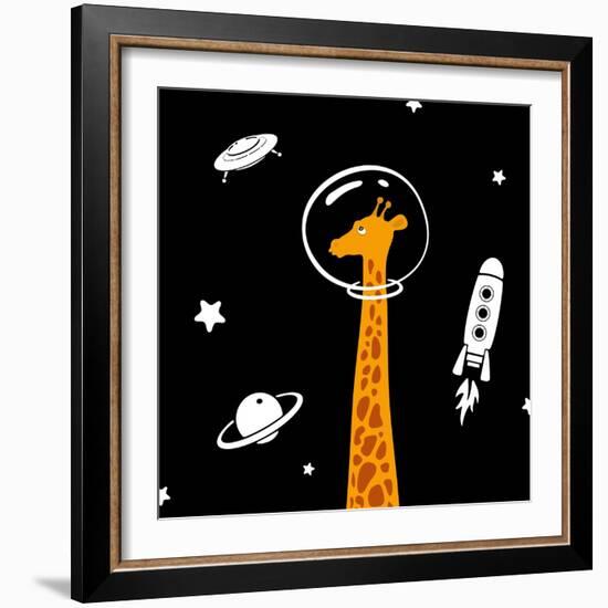 Giraffe in Space-Evgeny Bakal-Framed Art Print