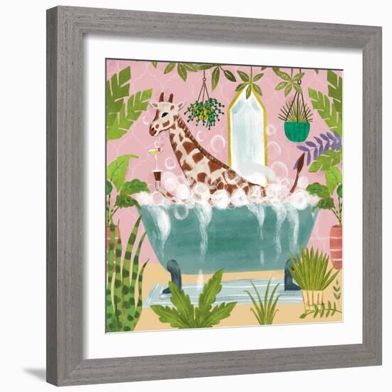 Giraffe in Tub-Farida Zaman-Framed Art Print