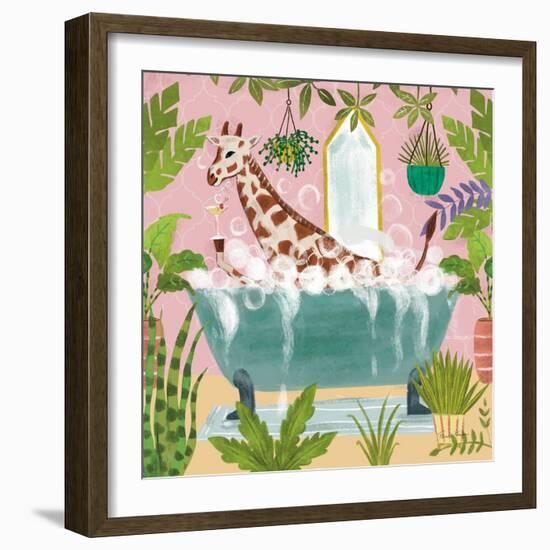 Giraffe in Tub-Farida Zaman-Framed Art Print