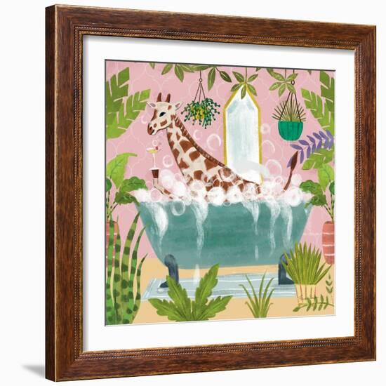 Giraffe in Tub-Farida Zaman-Framed Art Print