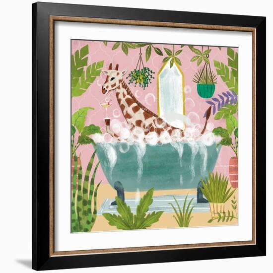 Giraffe in Tub-Farida Zaman-Framed Art Print