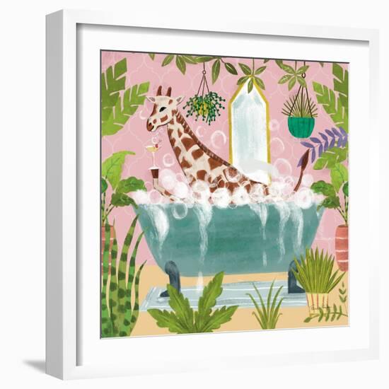 Giraffe in Tub-Farida Zaman-Framed Art Print