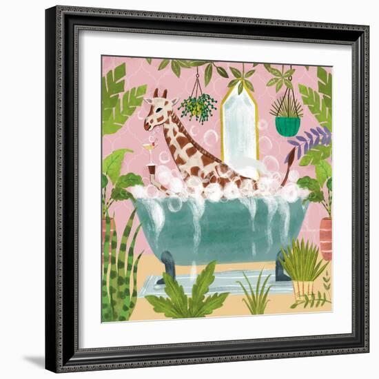 Giraffe in Tub-Farida Zaman-Framed Art Print