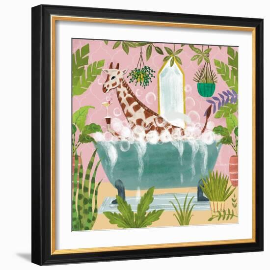 Giraffe in Tub-Farida Zaman-Framed Art Print