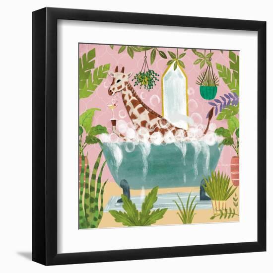 Giraffe in Tub-Farida Zaman-Framed Art Print