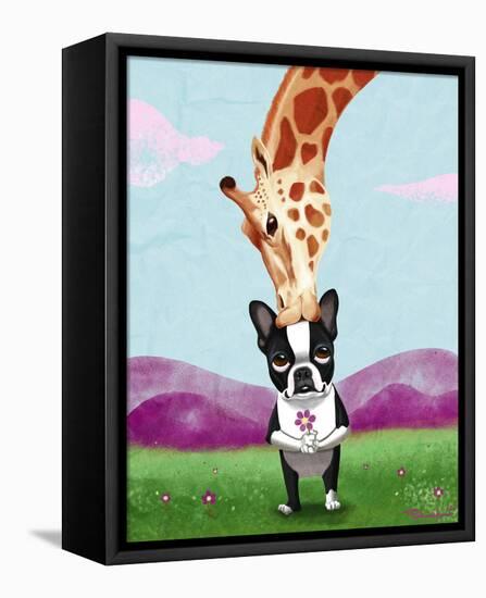 Giraffe Kisses-Brian Rubenacker-Framed Stretched Canvas