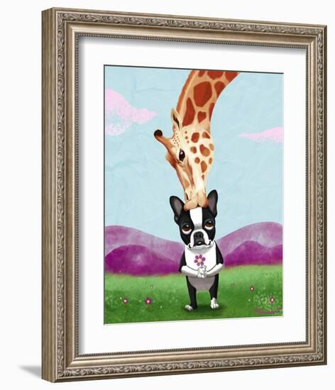 Giraffe Kisses-Brian Rubenacker-Framed Art Print