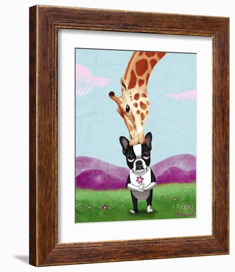 Giraffe Kisses-Brian Rubenacker-Framed Art Print