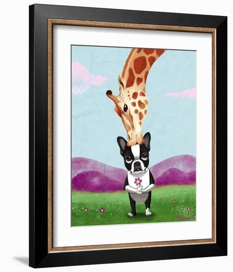 Giraffe Kisses-Brian Rubenacker-Framed Art Print