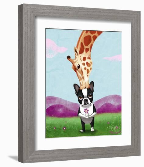 Giraffe Kisses-Brian Rubenacker-Framed Art Print