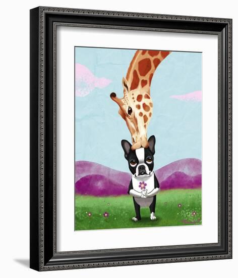 Giraffe Kisses-Brian Rubenacker-Framed Art Print