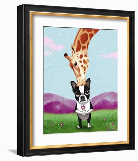 Giraffe Kisses-Brian Rubenacker-Framed Art Print