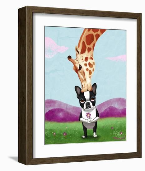 Giraffe Kisses-Brian Rubenacker-Framed Art Print