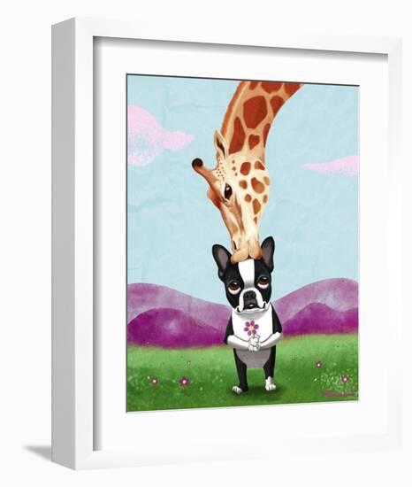 Giraffe Kisses-Brian Rubenacker-Framed Art Print