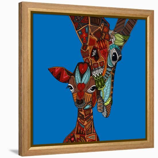 Giraffe Love-Sharon Turner-Framed Stretched Canvas