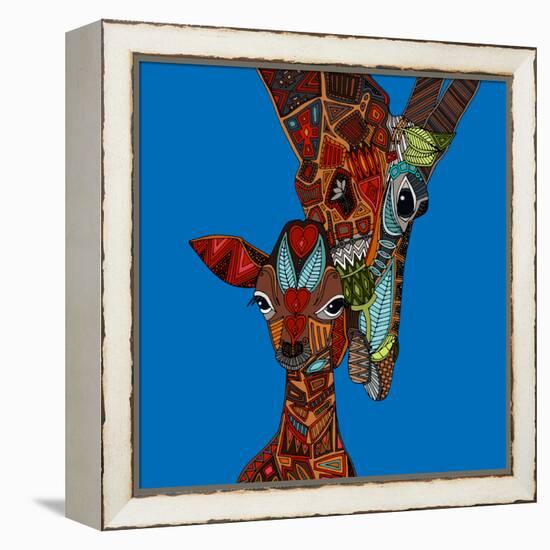 Giraffe Love-Sharon Turner-Framed Stretched Canvas